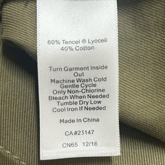 Talbots Shift Dress 10 Lace Up 3/4 Sleeve Tencel Blend Army Green Closet Staple - Picture 8 of 10